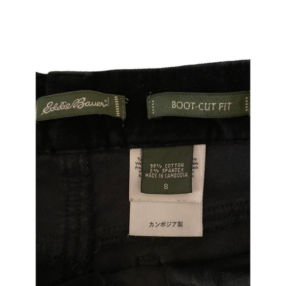 EDDIE BAUER Women’s Size 8 Black Velvet Velour Boot Cut Pants Trousers - Picture 7 of 7